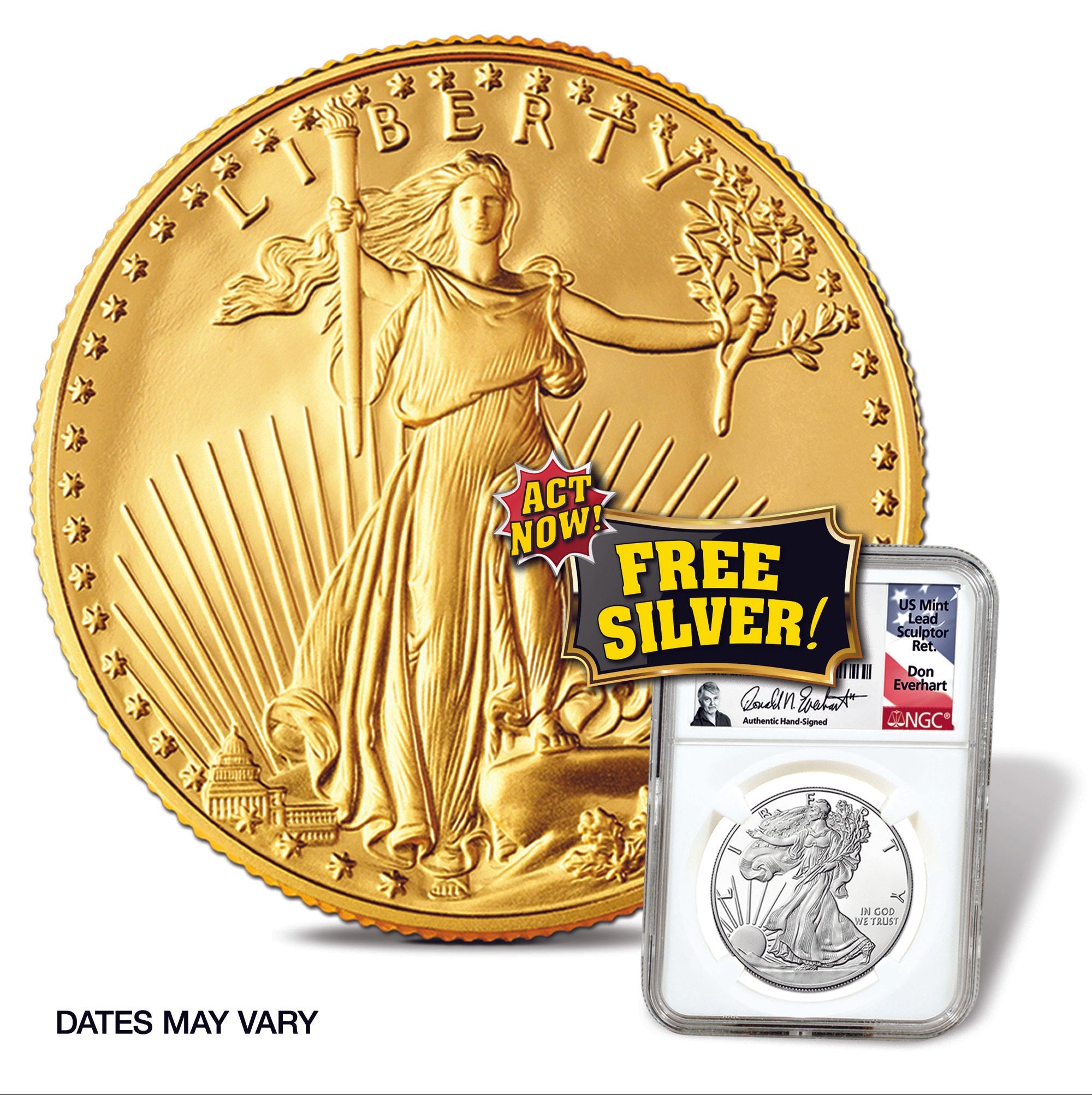 1 oz GOLD AMERICAN EAGLES, PLUS FREE SILVER