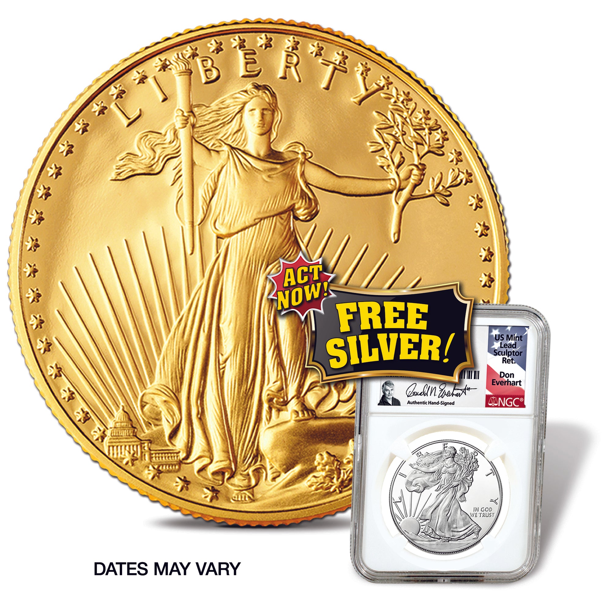 $50 GOLD EAGLE Only $2,275 with FREE SILVER. CALL IN SPECIAL ONLY!