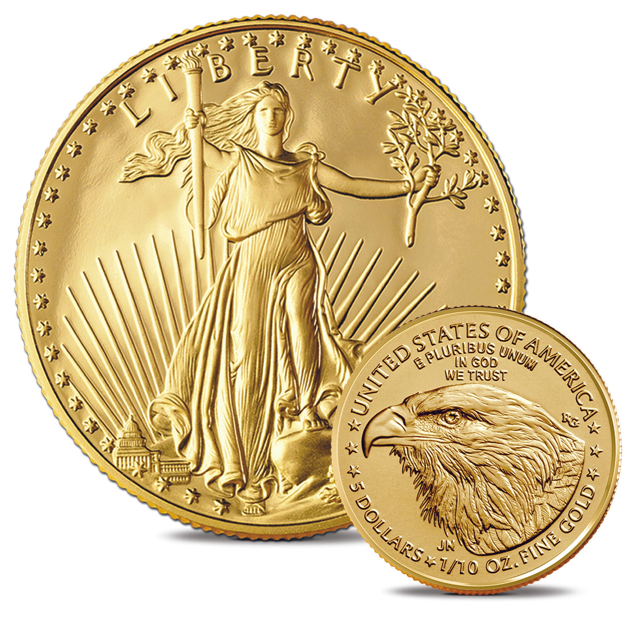 1/10 OZ $5 GOLD AMERICAN EAGLES. This is the Nation's best gold offer!