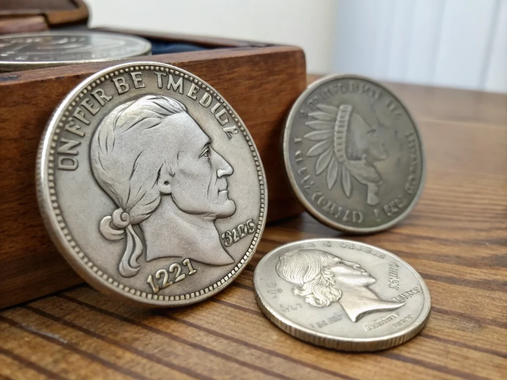 942–1945 U.S. silver war nickels minted with 35 percent silver during World War II.