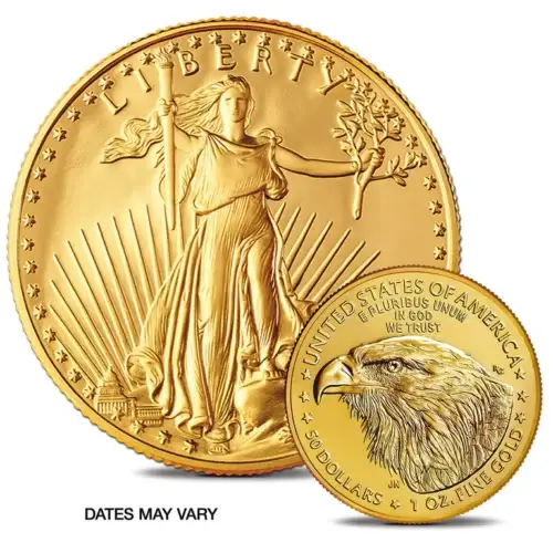 2025 American Gold Eagle 1 oz gold bullion coin obverse and reverse views